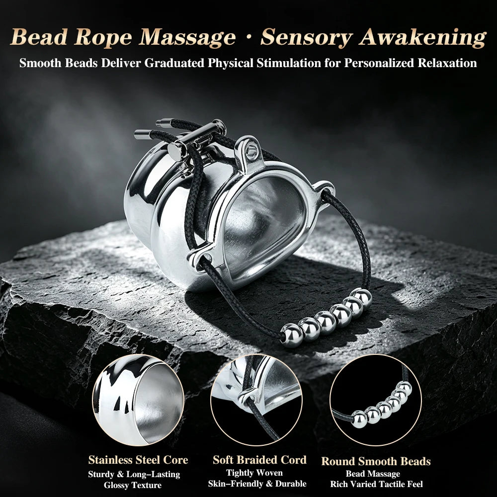 ORALSX Stainless Steel Testicle Pendant Scrotum Locking Ring Male Penis Bondage Rings BDSM Penis Exercise Gay Adult Sex Toys