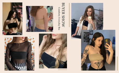 Sexy Seamless Strapless Tube Top Bra Women's Half Cup Ultra Thin Silicone Non-slip Underwear Off-the-shoulder Dress Lingerie