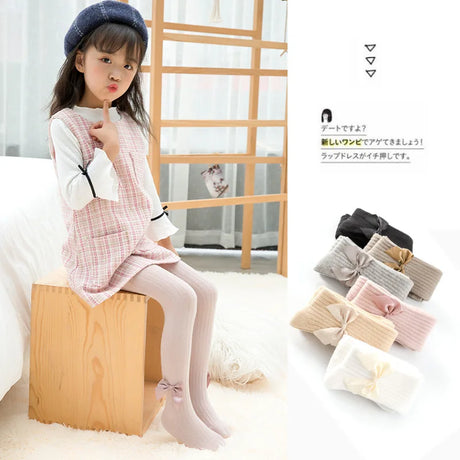 Spring Autumn Baby Girls Tights Cotton Knitting Tights for Girls Fashion Bowknot Children Girls Pantyhose Soft Leggings