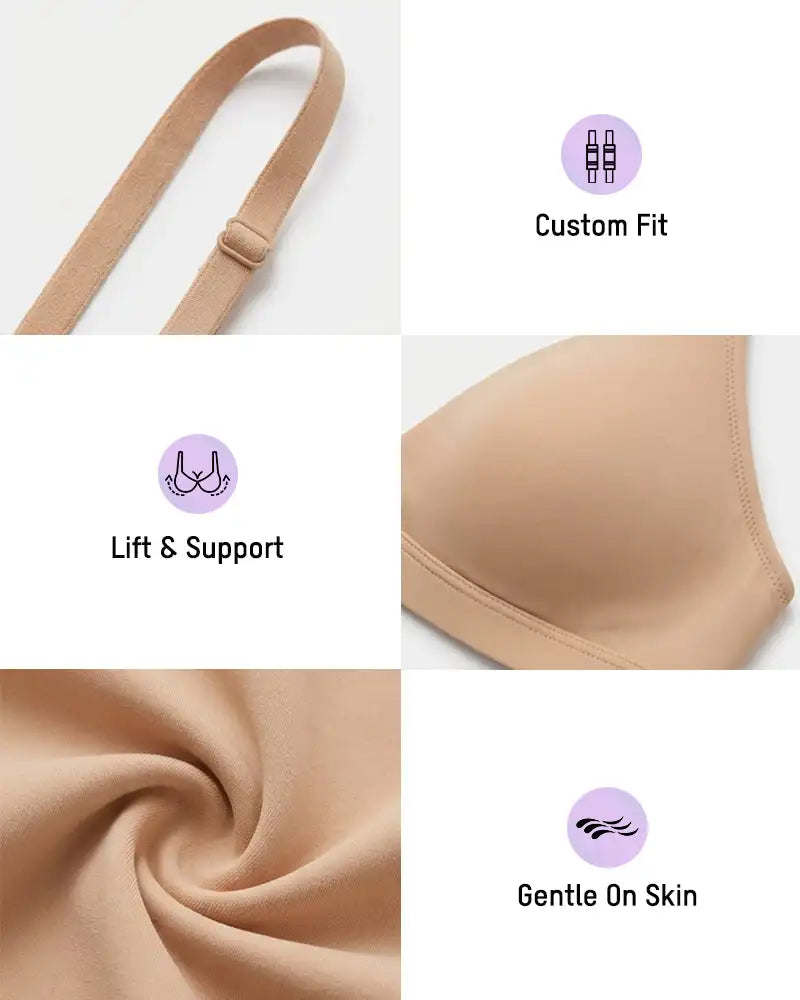 Triangle Non-paded Bralettes Women Wireless Deep V Bras Plunge Unlined No Underwire Brassiere Seamless Comfortable Everyday Bras