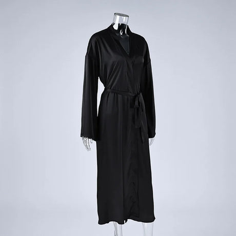 Simulated Silk Lace Splicing Pajamas 2026 Spring New Sexy Nightgown Lace-Up Robe Two-Piece Set Women's Home Wear