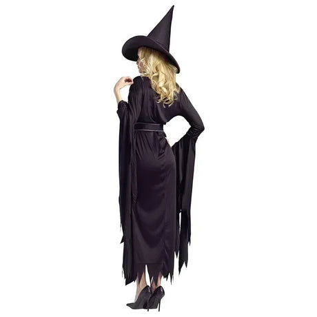 Halloween Witch Costumes for Women Adult Fantasy Black Dress UP Party Carnival Performance