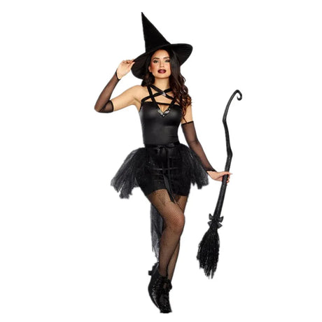 Halloween Witch Costumes for Women Adult Fantasy Black Dress UP Party Carnival Performance