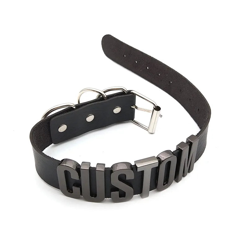 Punk Customized Black Letters BUNNY HOTWIFE Choker Collars DIY Personalized Custom Name Necklace Sexy Cosplay Party Jewelry