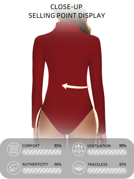 Women's Turtleneck Long Sleeve Bodysuit Women Jumpsuit Stretchy Layer Top Black Solid Color Slim Fit Overalls One Piece Outfit