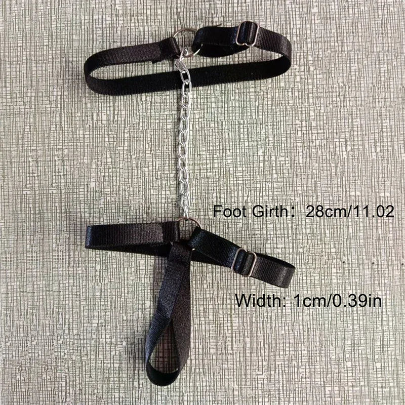 Chain Gothic Black Elastic Band Bandage Anklet Bracelet for Women Summer Barefoot Foot Belt for High Heel Sandals & Prom