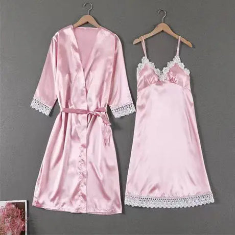 Sleepwear Sleep Suit Sexy Womens Lace Pajamas Sets V-Neck Satin Pijamas Intimate Lingerie Spring Nightwear Home Wear PJS