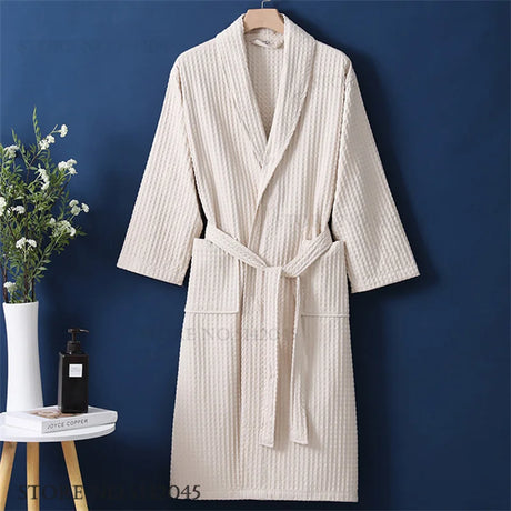 100% Cotton Couple Robe Waffle Bathrobe Gown Kimono Yukata Home Clothes Casual Women Sleepwar Nightwear Spring Summer Loungewear