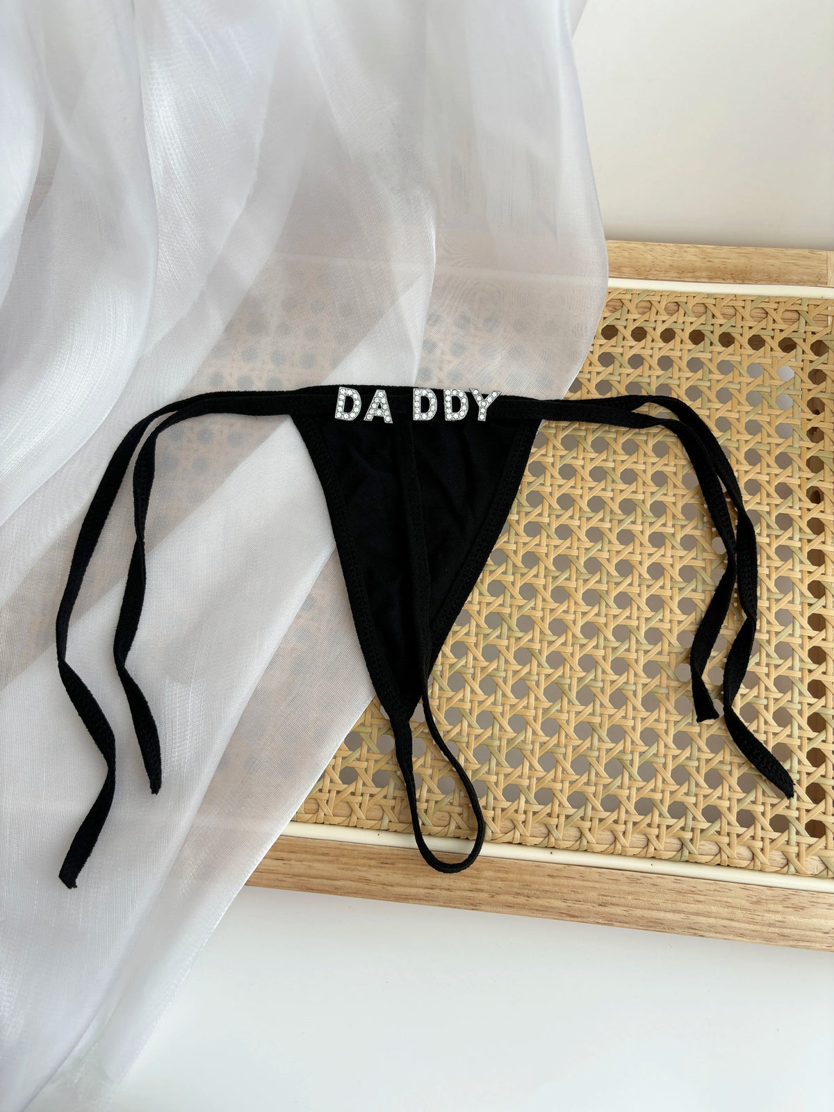 Personalized Custom Rhinestone Letter Name Low Waist Strap Thong G-String Tanga Underwear Bikini Wife Girlfriend Custom Gift