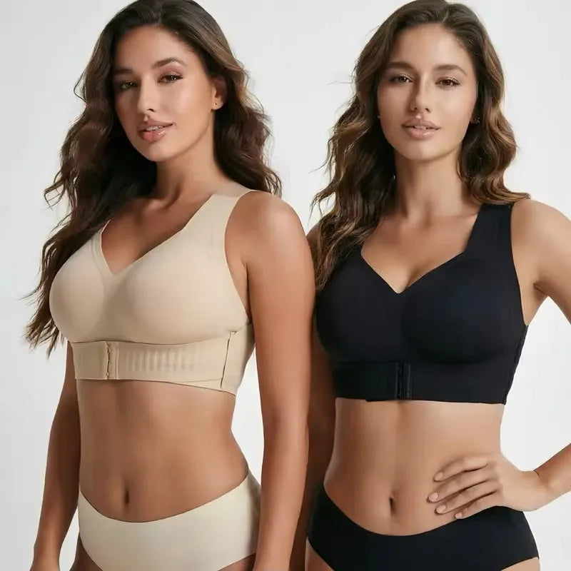 Women's Posture Correction Bras Seamless Wireless Push Up Bralette with Cross Back Support Female Lingerie