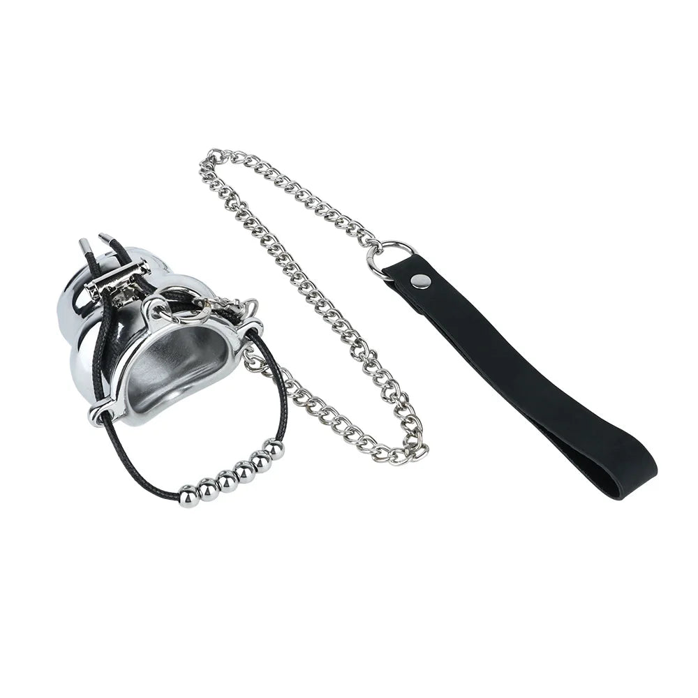 ORALSX Stainless Steel Testicle Pendant Scrotum Locking Ring Male Penis Bondage Rings BDSM Penis Exercise Gay Adult Sex Toys