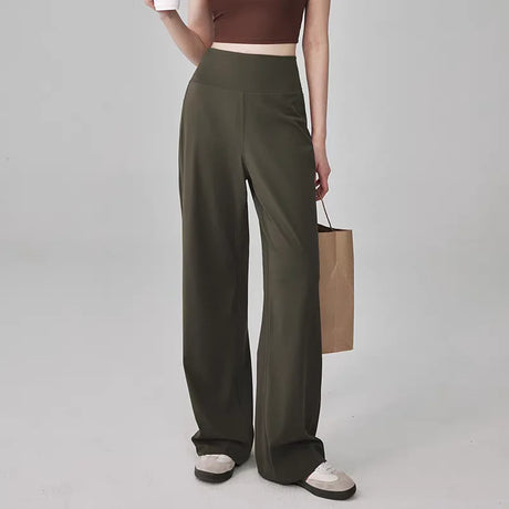 Women's High Quality Pants With Pockets High Waist Stretch Loose Sweatpants Nake-Feeling Sports Leisure Yoga Workout Pants