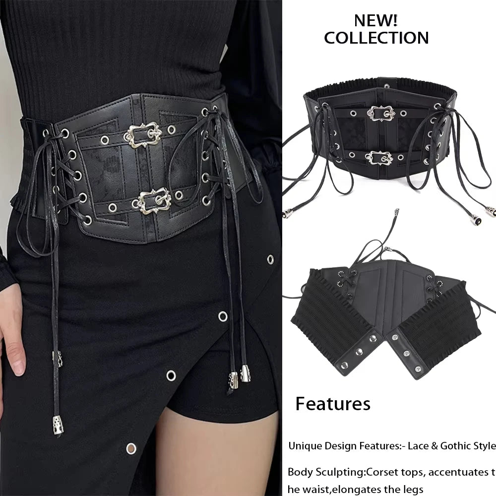Ladies's Retro corset Belts Pin Buckle Elastic Lace