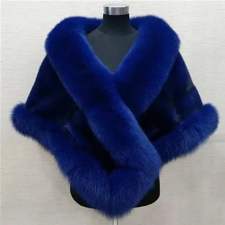 White Fur Shawl Women's Jacket Autumn Winter Faux Mink Fox Fur Dress Cheongsam Cloak Coats New 2026 Thicken Warm Short Outwear