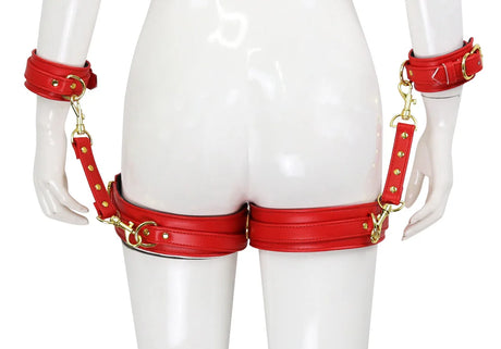 Leather BDSM Harness Woman Accessories Set Fetish Lingerie Body Bondage Gear Waist Thigh Restraints Cuffs Garter Belt Sex Toys
