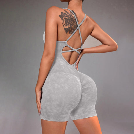 Distressed Washed Yoga Bodysuit for Women - Seamless No Panty Line Strappy Dance Leotard, Vintage Soft Workout Unitard for Gym