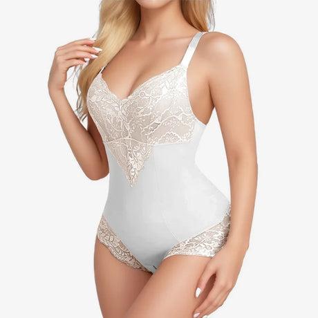 Soft Bodysuit Silky Touch Layer Bodysuits 2 Layers Shapewear Open Crotch Jumpsuit Soft Smooth Body Shaper Lace Bodysuits