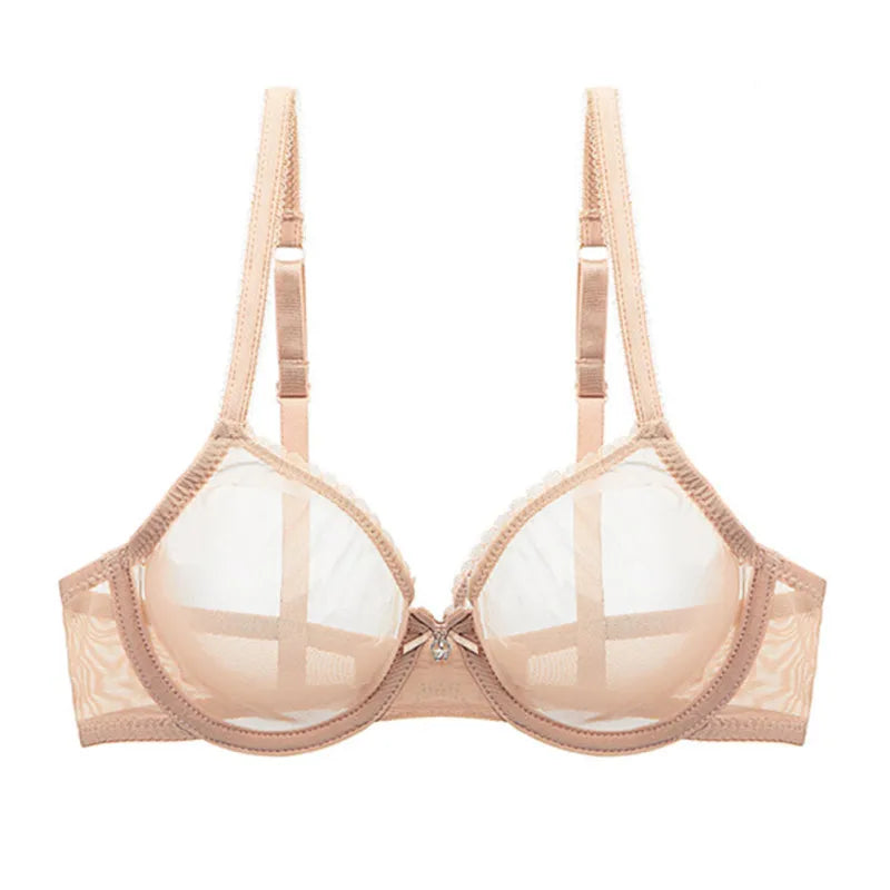 Transparent Bra Fully Sheer Mesh Bra Ultra-thin See-through Soft Underwire Bra Breathable Ultra-thin Beauty Back Sexy Bra