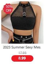 Sexy Women T Shirt See Through Mesh Black Long Sleeve Bodysuit Sheer Slim Turtleneck Tulle Crop Top T-Shirt Transparent Clubwear