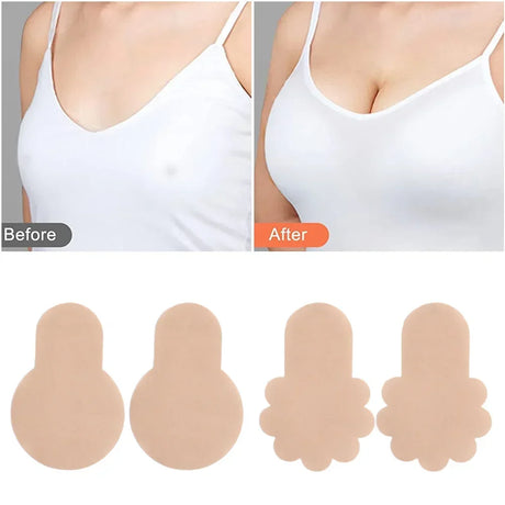 10Pcs Push Up Bras Self Adhesive Silicone Strapless Invisible Bra Women Reusable Sticky Breast Lift Bra Pads Petal Nipple Covers