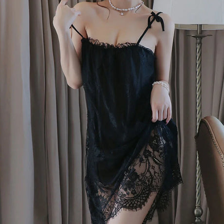 Plus Size Lingerie Lace Babydoll Chemise Nightgown Nighty Mesh Sleepwear Slip Nightdress Valentine Day Gifts For Women