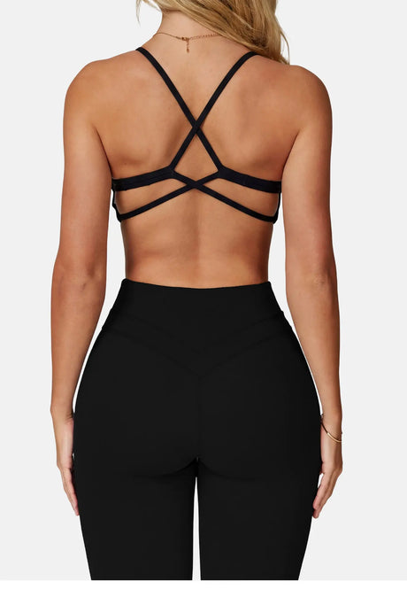 Sports Bra High Support Women Gym Underwear Push-up Back Cross Yoga Crop Top Running Workout Fitness Pilates Solid Color