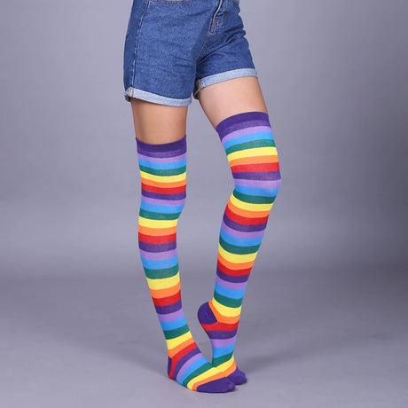 1/6 Pairs Women's Striped Stocking Japanese Over Knee Socks Fashion Women Keep Warm Slim Long Socks Black White Striped Hosiery