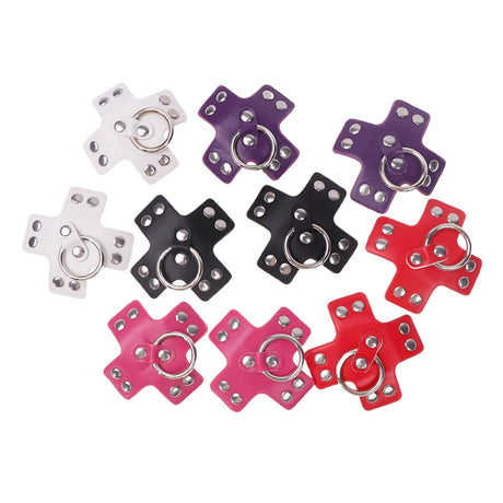 Women 1Pair Sexy Leather Cross Nipple Cover Reusable Breast Stickers Self Adhesive Nipple Pasties Nipple Covers Bra AccessoriesW