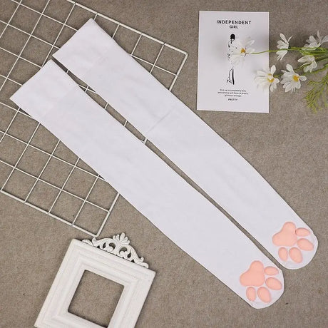 1 Pair 3D Cat Paw Meat Pad Knee High Socks, Home Floor Socks,Creative Funny Socks For Girls