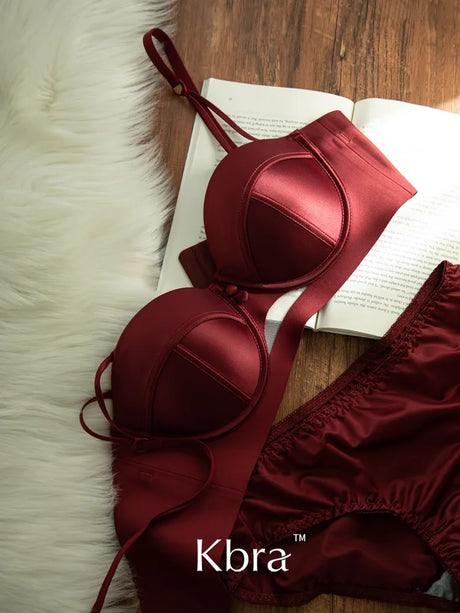 Japanese Anime Set Victoria's Style Half Cup Minimiser & Knickers | Push Up for Small Chest Retro sensual Lingerie Bride Gift