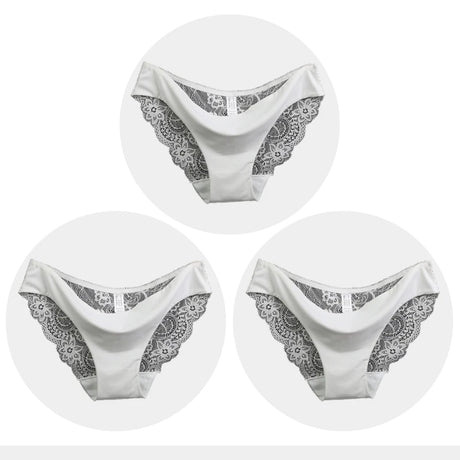 Women's Seamless Underwear Leopard Intimate Women Sexy Lace Black Floral Panties Seamless Panty 3pcs/set