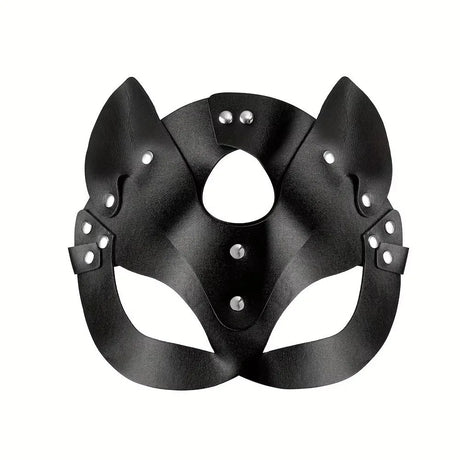 Fancy Synthetic Leather Cat Mask Black Color Chain Harness Cosplay Mask Design 1 Piece Masquerade Mask Fancy Dress