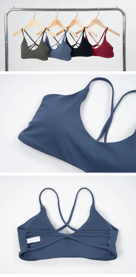 Sports Bra High Support Women Gym Underwear Push-up Back Cross Yoga Crop Top Running Workout Fitness Pilates Solid Color