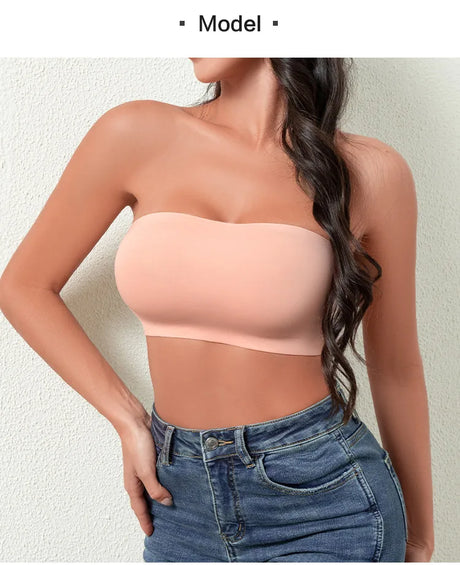 Hot Sale Seven Colors One Piece Women Seamless Strapless Bra Wireless Non-pad Bra Anti-skidding Ice Silk Traceless Strapless Bra