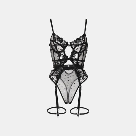 Toucheart Lace Sexy Skinny Babydoll Bodysuit Embroidery Erotic Private Adult Suit Solid Color Patchwork High Waisted Sexy Set