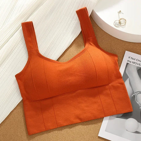 Sports Bra with Sweat-proof Function for Fitness Wear. Women's Seamless Yoga Bra. Anti-shock Off-shoulder Top.
