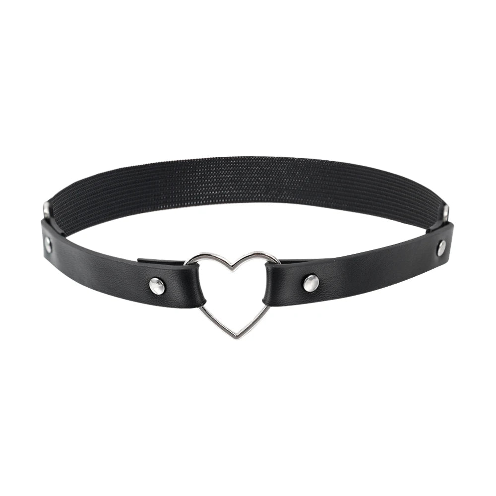Punk Black Heart Leather Sword Belt Waist Garter Handmade Body Bondage Sexy Leg Suspenders Harness Stockings Belts for Women