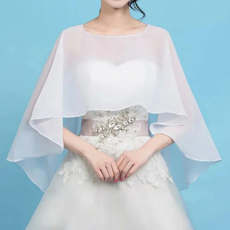 Women's Chiffon Cape Bolero Femme Mariage Chalas Mujer Evening Wedding Bridal Jacket Wraps Accessories Peleryna Cloak Boda Shawl