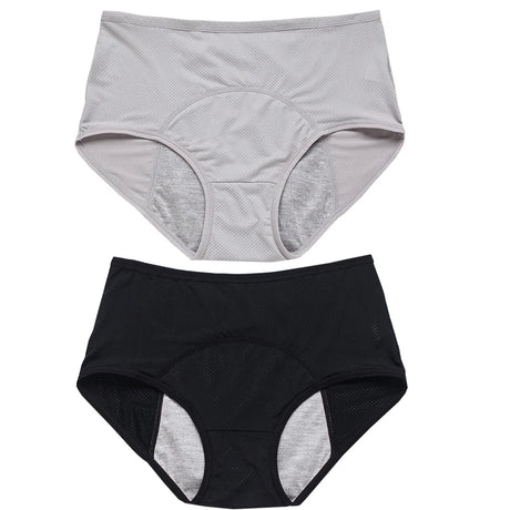 2pcs Women's Physiological Briefs Girl Menstrual Panties Ladies Period Leak Proof Panty Mid Waist Ice Silk Underwear