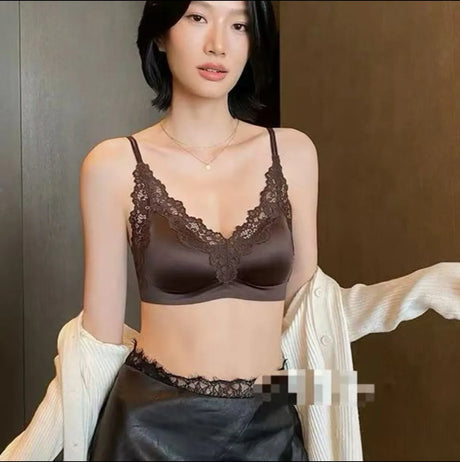 Women's Lace Backless Bras Plunge Strappy Bralette Soft Support Seamless Invisible Underwear Cami Top Plus Size Push Up