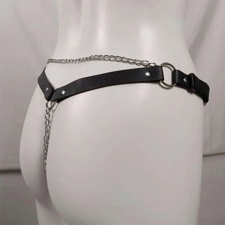 18 Leather Bondage Sleepwear Open Crotch Porn PU Garter Belt Lingerie Metal Chain Women Hot Babydoll Dress Strap Leg Sexy Briefs