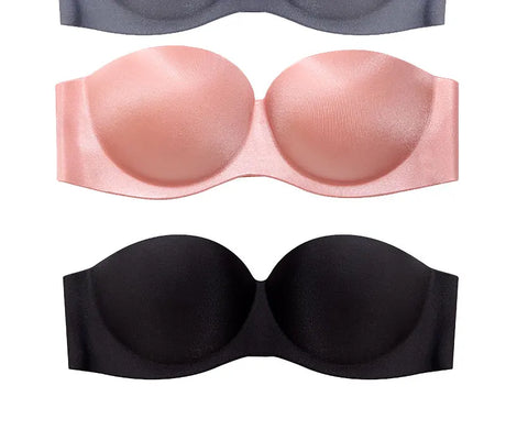 FINETOO 2Pcs Women Invisible Bras Front Closure Bra Sexy Push Up Bra Female Brassiere Strapless Seamless Backless Bralette