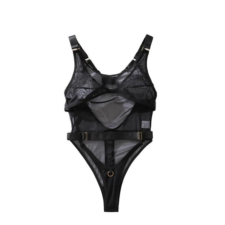 Sexy Lingerie Bodysuit Sheer Mesh Crotchless Romper Womens Shapewear Jumpsuit Romantic Nightwear See Through One Piece Teddy