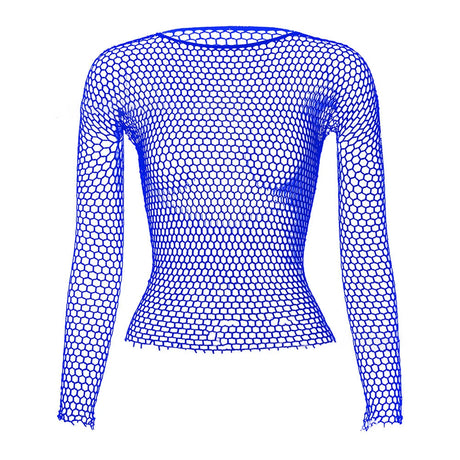 Womens Sexy Mesh Long Sleeve Fishnets Top Sexy Long Sleeved Fishing Net Top Female T-shirts Crop Soft Top