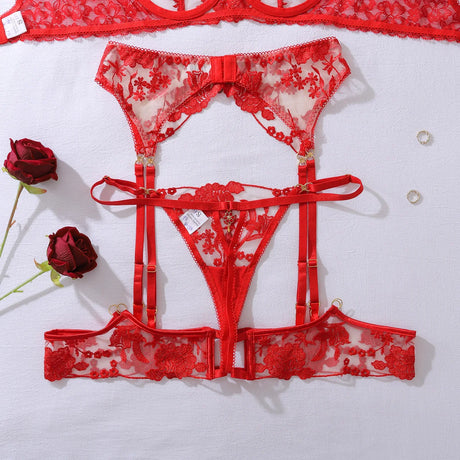 Diccvicc Floral Lingerie for Women See Through Sexy Lace Garter Belt Female Underwear Fantasy Set Very Intimate Exotic Clothes