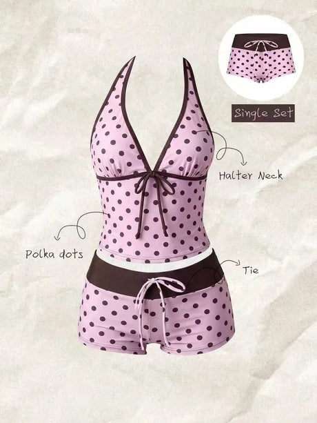 Women Triangle Bikini Set Halter Tie-Up Two Piece Swimsuit Thong Bottom Bathing Suit Beachwear