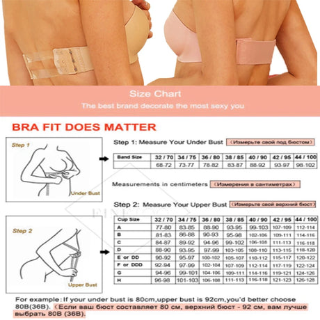 FINETOO 2Pcs Women Invisible Bras Front Closure Bra Sexy Push Up Bra Female Brassiere Strapless Seamless Backless Bralette