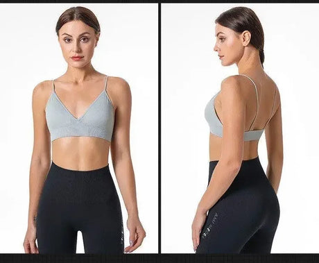 V Neck Seamless Triangle Cup Bra Camisole Underwear Wrapped Chest Women S M L Breathable Gather Up Sports Fitness Yoga Casual