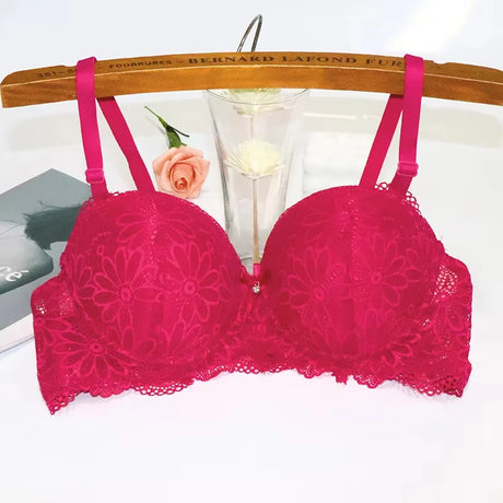 Lace Bra for Women Big Cup 1/2 Sexy Floral Underwire Underwear Ladies Push Up Thin Bra Half Cup 36-42C Black Gather Brassiere
