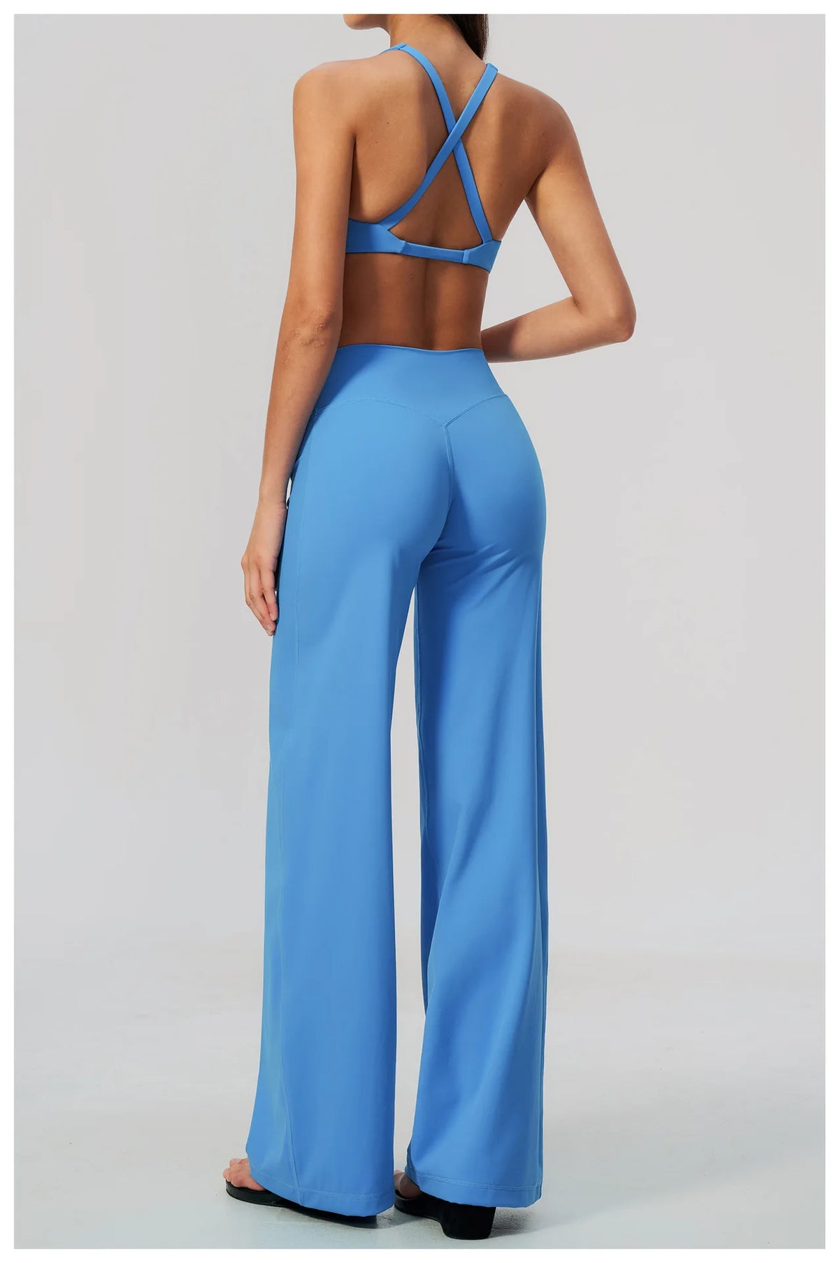 Women's 2/3Pcs Yoga Set Zip Jacket Sports Bra Cross Back Wide Leg Flare Pants Push Up Gym Set Workout Running Fitness Activewear